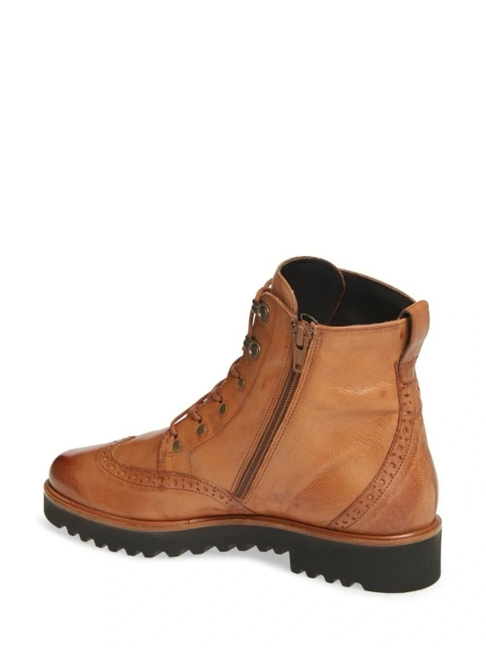 Paul Green Beau wingtip leather Boots side zip UK 6.5 US 9